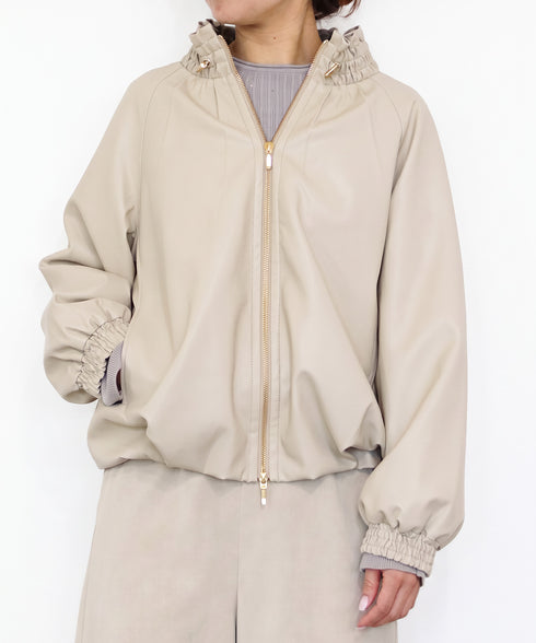 soft eco-leather padded midi blouson