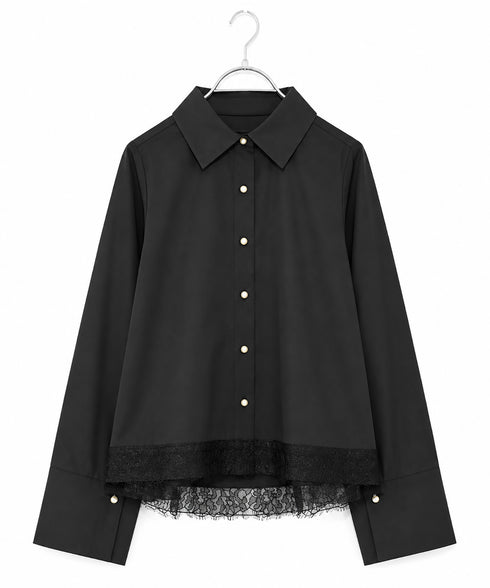 <9/4発売>pearl hem lace flare shirt