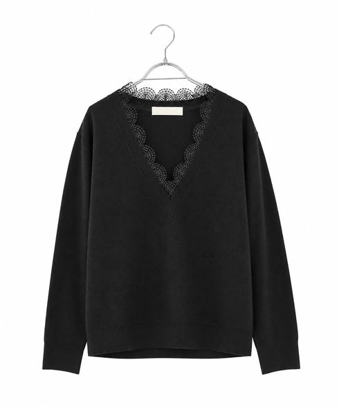 14G wool layered scallop-lace top