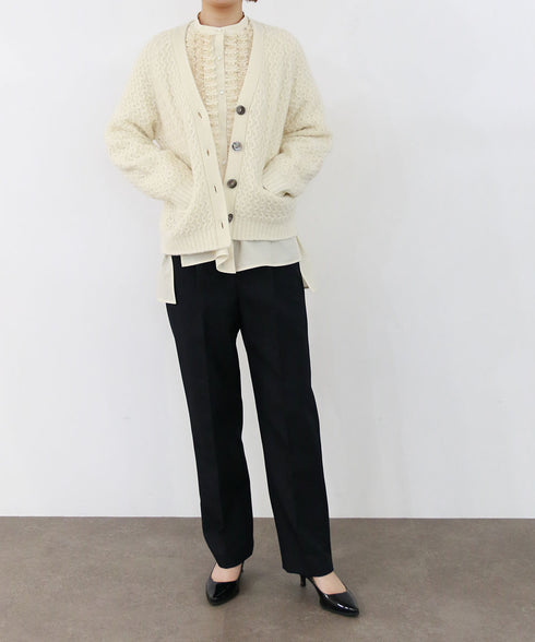 wool cotton aran knit cardigan