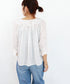 sheer check raffle collar blouse