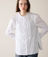 tuck frill strip blouse