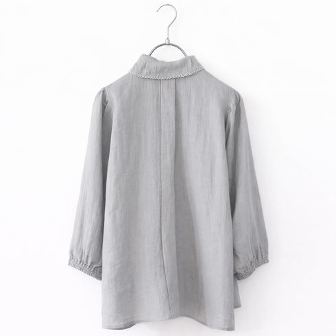 picot raffle collar tuck blouse