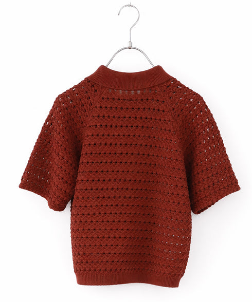 crochet polo knit cardigan