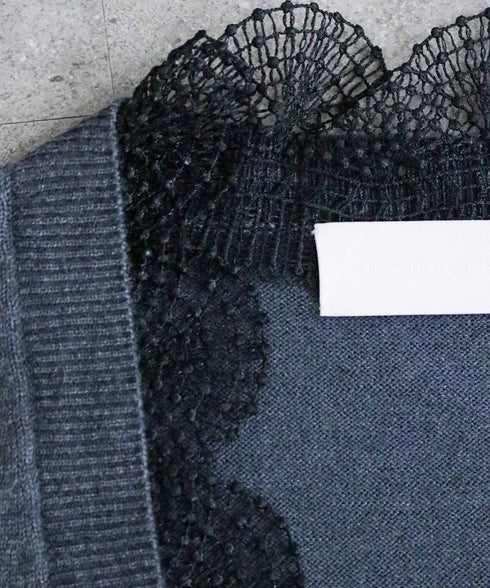 14G wool layered scallop-lace top
