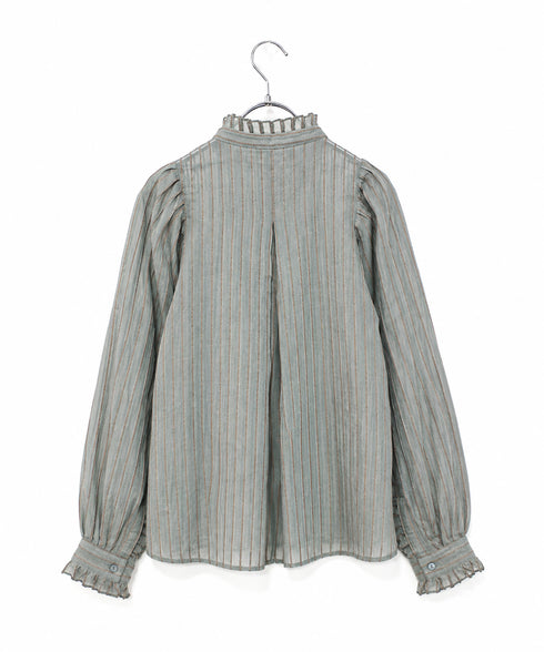 sheer velour volume sleeve blouse