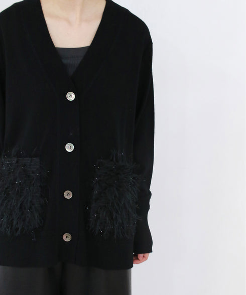 【SOI-MeME】sheer fringe high gauge cardigan