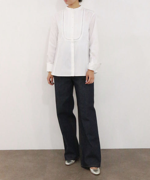 pin tuck bosom embroidery blouse