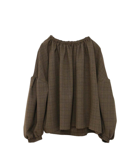 glen check 2way blouse