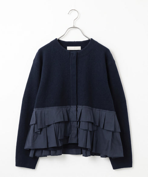 【10/23発売予定】layered taffeta knit jacket