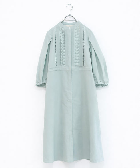 pin tuck lace flare one-piece