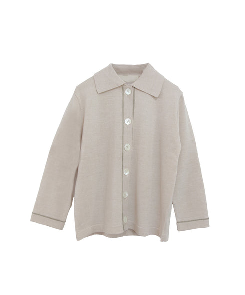 lame wool polo cardigan