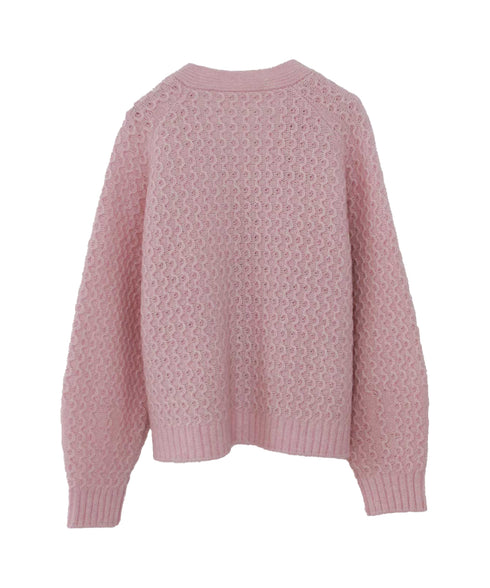 wool cotton aran knit cardigan