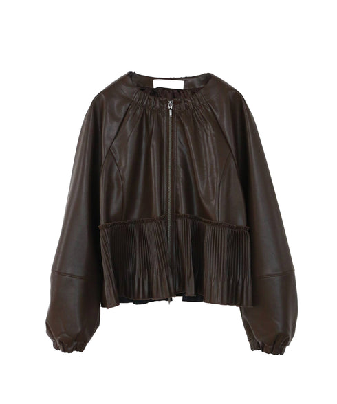 eco leather pleats jacket