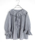 sheer check raffle collar blouse
