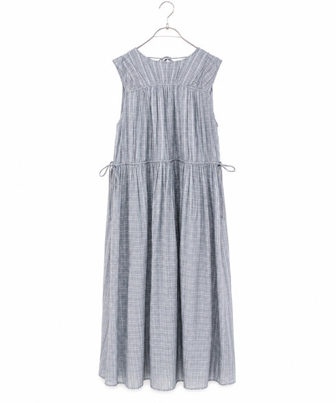 sheer check 2way gathered dress