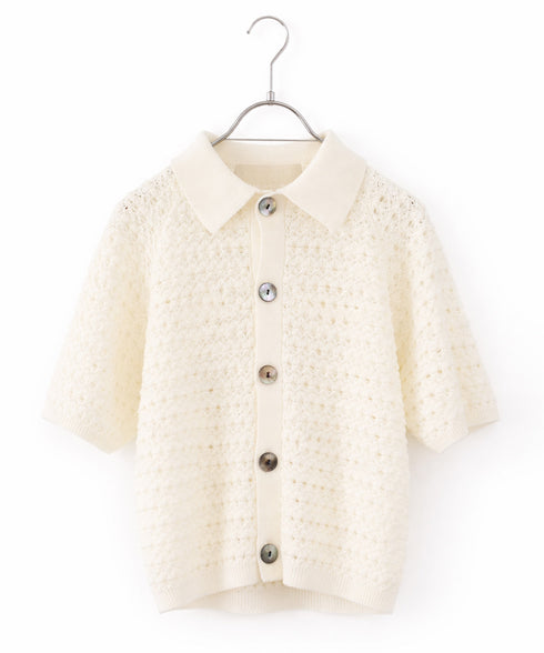 crochet polo knit cardigan