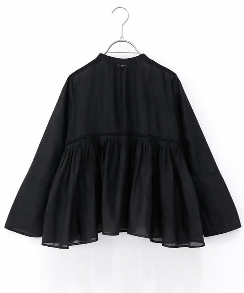 sheer starched cotton lace flare blouse