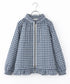 gingham check pleats frill blouson