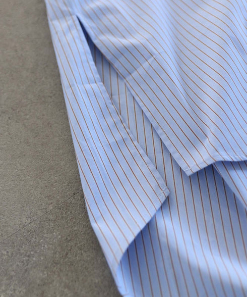 【SOI-MeME】stripe embroidery tie blouse