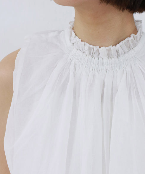 sheer starched cotton gather blouse