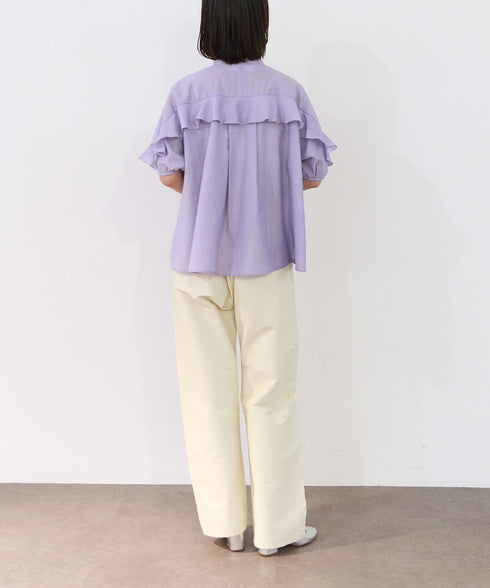 sheer raffle pintuck blouse