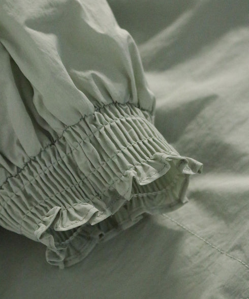 pleats sheer dolman blouson