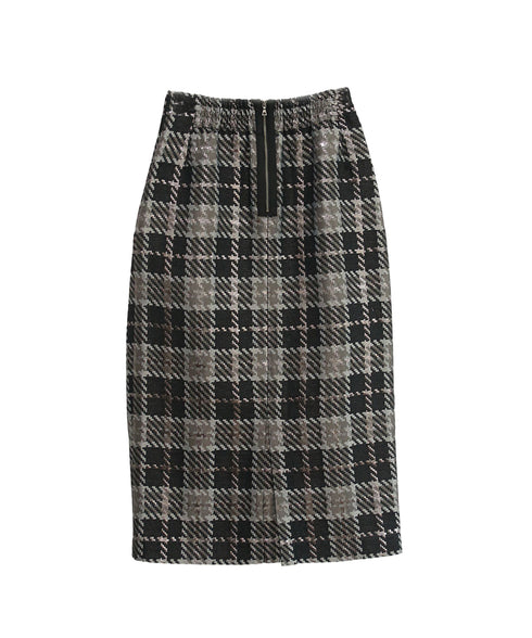 【SOI-MeME】check lame jacquard skirt