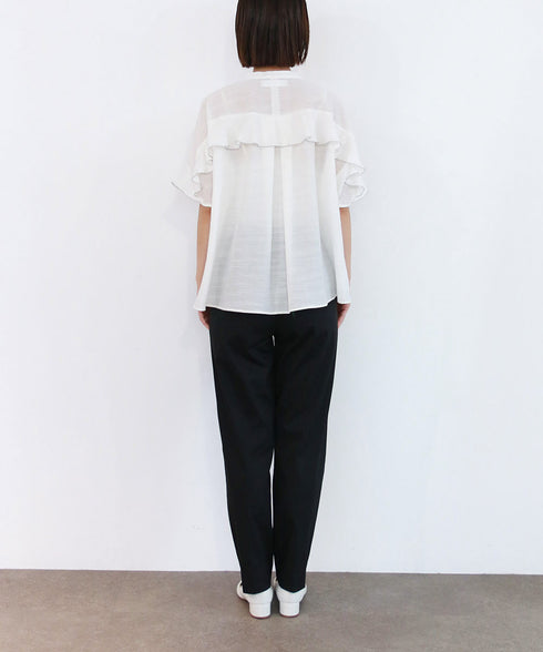 sheer raffle pintuck blouse