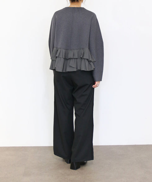 【10/23発売予定】layered taffeta knit jacket