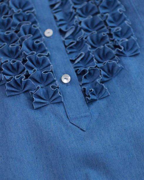 modern tuck frill flare blouse