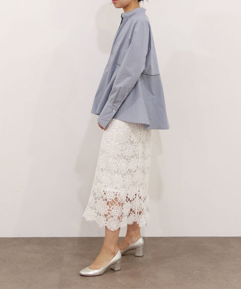 pin tuck bosom embroidery blouse