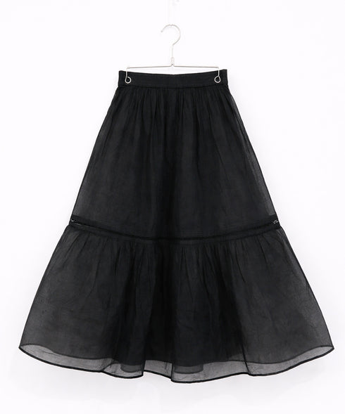 sheer starched cotton lace tiered skirt