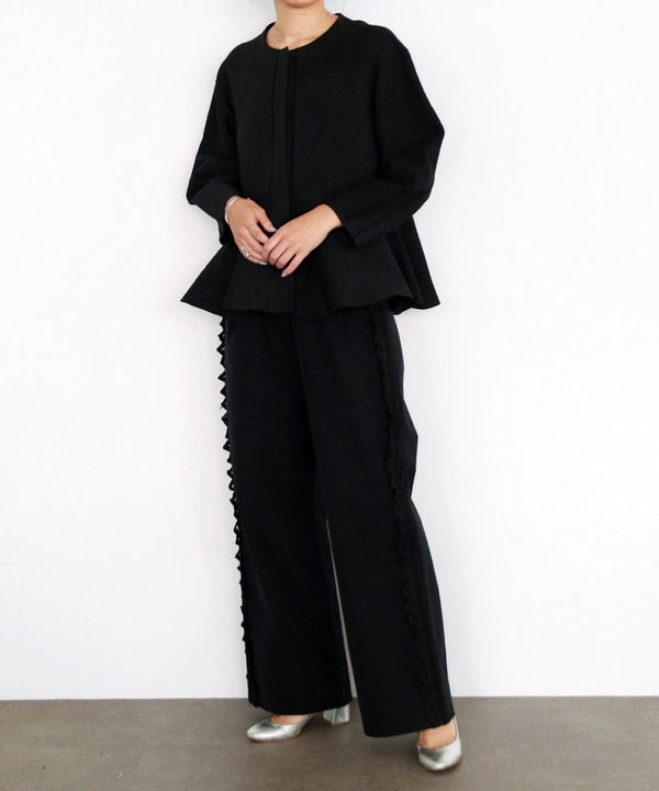 paper knit embroidery peplum jacket