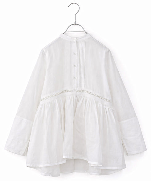 sheer starched cotton lace flare blouse