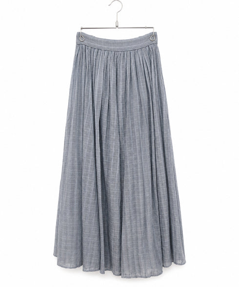 sheer check tuck gather skirt