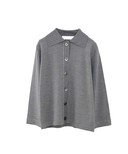 lame wool polo cardigan