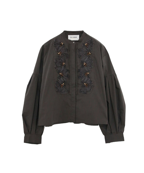 【SOI-MeME】code embroidery pearl blouse
