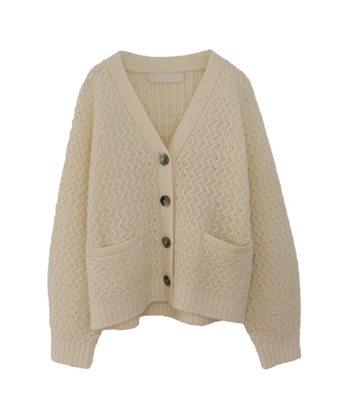 wool cotton aran knit cardigan