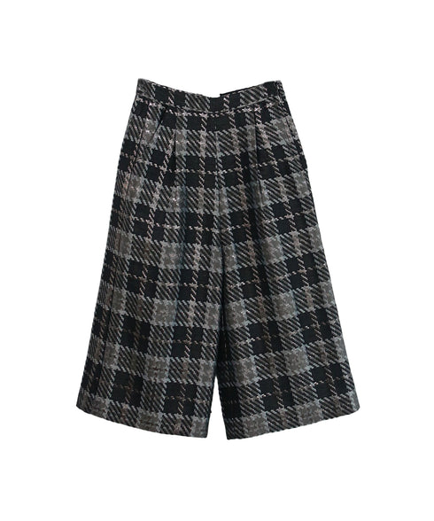 【SOI-MeME】check lame jacquard half pants