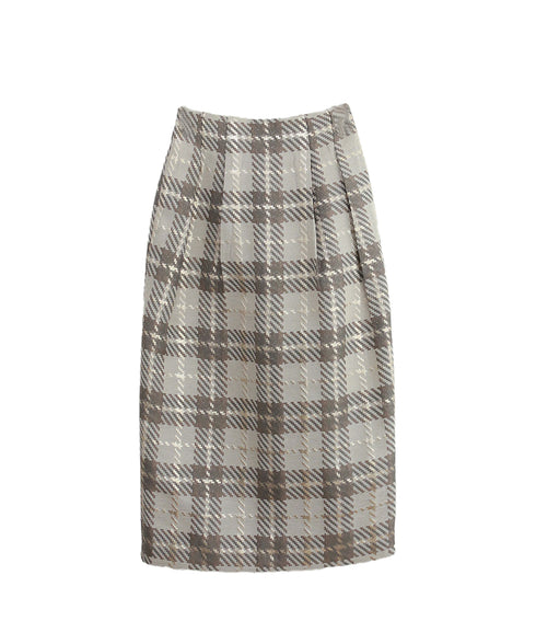 【SOI-MeME】check lame jacquard skirt