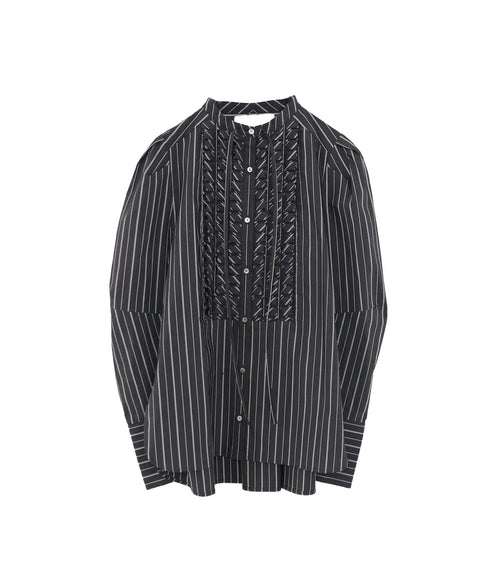 tuck frill strip blouse