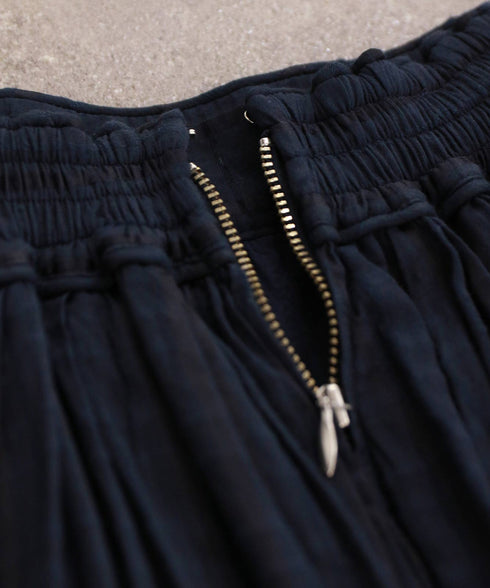 sheer check tuck gather skirt