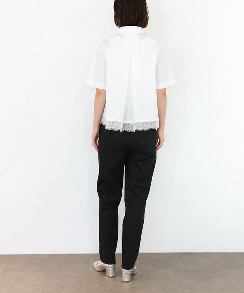 hem lace flare shirt