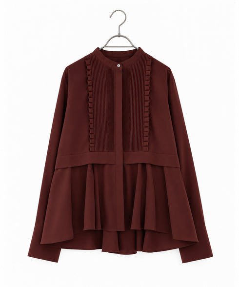 【人気定番】tuck frill flare shirt