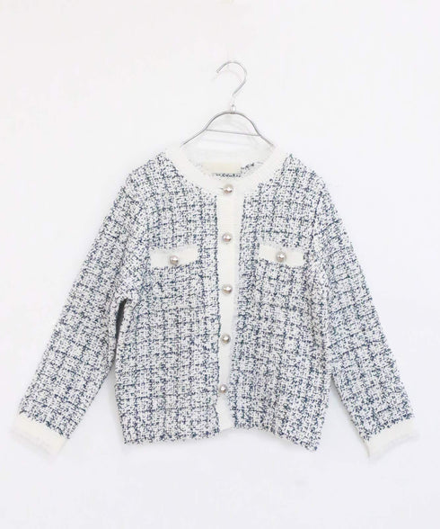 【SOI-MeME】tweed knit fringe jacket