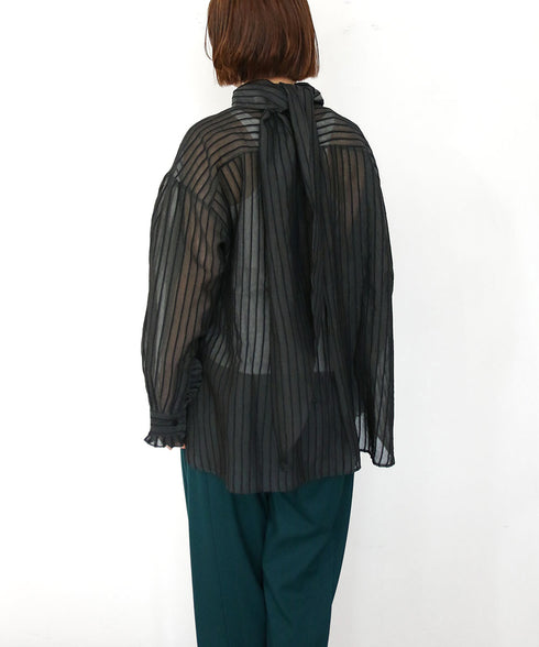 sheer velour 2way tie shirt