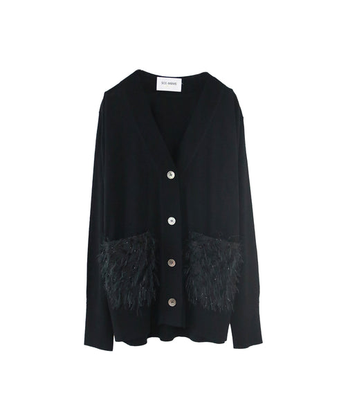【SOI-MeME】sheer fringe high gauge cardigan