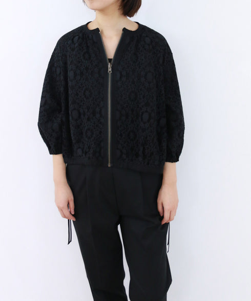 reversible sheer lace blouson