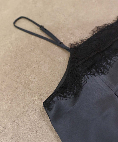 【SOI-MeME】eyelash lace satin camisole